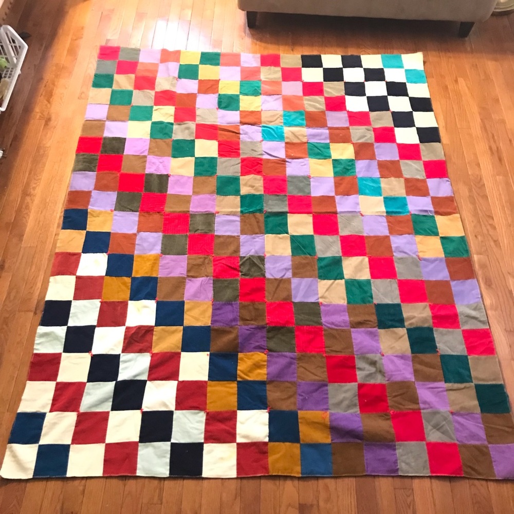 Vintage corduroy square patchwork quilt